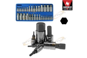 32pc Master Hex Bit Socket Set SAE & METRIC Standard MM Neiko Tools CR-V Mirror